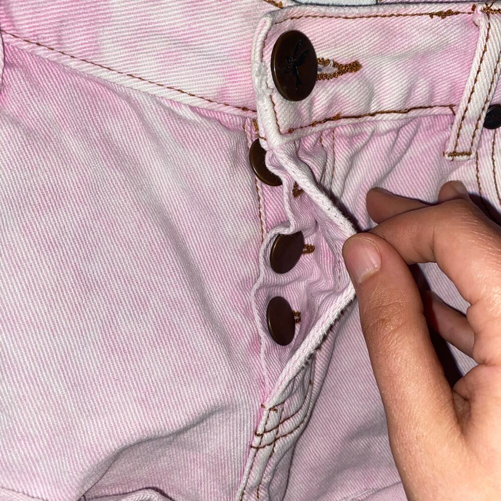 One Teaspoon Pink Tie Dye Denim Bandits Mini Micro Jean Shorts Women's Size 28 - Picture 4 of 9